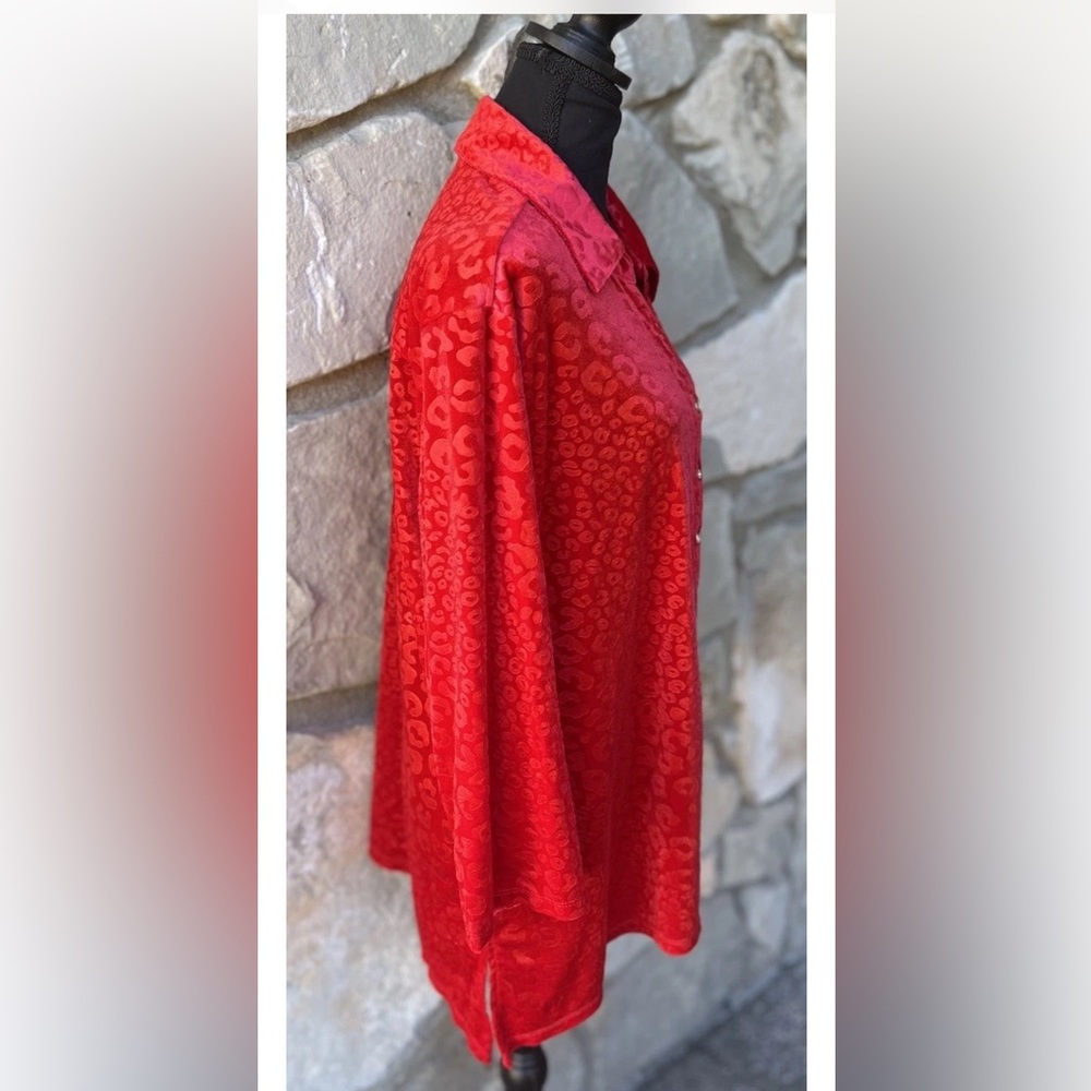 Ruby Rd Holiday Christmas Tunic Top XL 1X Red Embossed Velvet Excellent‎ - Picture 2 of 8